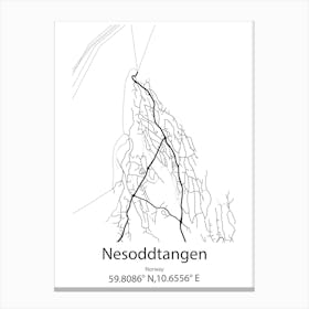 Nesoddtangen,Norway Minimalist Map Canvas Print