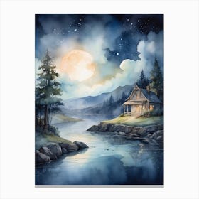 Night By The Lake Canvas Print