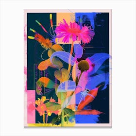Asters 1 Neon Flower Collage Canvas Print