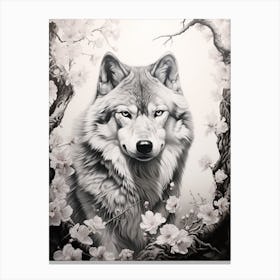 Honshu Wolf Chiaroscuro 2 Canvas Print