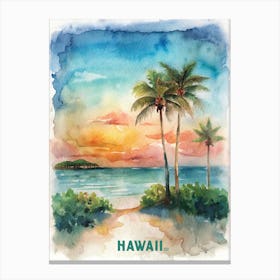 Hawaii Watercolor Painting Canvas Print