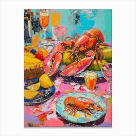 Kitsch Lobster Banquet Painting 3 Canvas Print