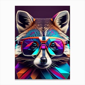Raccoon Wearing Glasses Modern Geometric 3 Canvas Print
