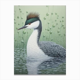 Ohara Koson Inspired Bird Painting Grebe 2 Canvas Print