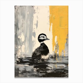 Textured Painting Of A Duckling Black & White Collage Style 5 Canvas Print