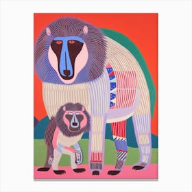 Maximalist Animal Painting Baboon Canvas Print