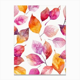 Watercolor Autumn Leaves Seamless Pattern 1 Canvas Print