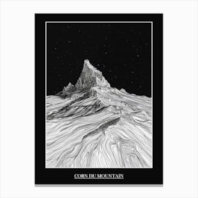 Corn Du Mountain Line Drawing 2 Poster Canvas Print