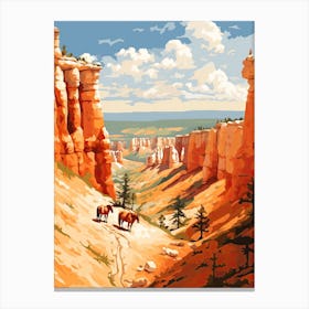 Horses Painting In Bryce Canyon Utah, Usa 3 Canvas Print