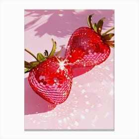 Pink Disco Strawberries Art Print | Wall Art Poster | Glam Disco Ball Red Strawberries | Preppy | Trendy | Dorm Room | Digital | PRINTABLE Canvas Print