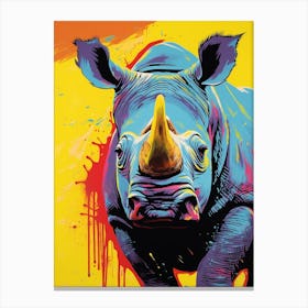 Rhino Pop Art Yellow Blue Pink 7 Canvas Print