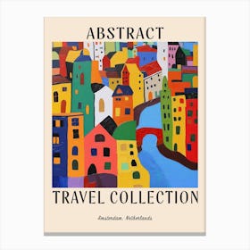 Abstract Travel Collection Poster Amsterdam Netherlands 6 Canvas Print