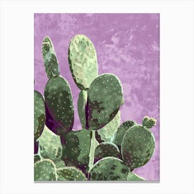 Cactus On A Purple Background 2 Canvas Print