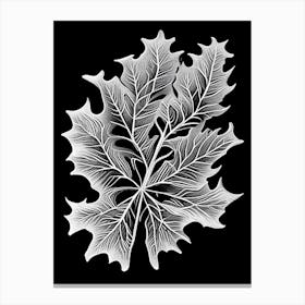 White Oak Leaf Linocut Canvas Print