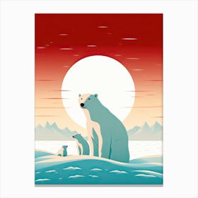 Glacial Love Story; Polar Bear Family Canvas Canvas Print