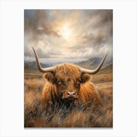 Highland Cow Chalk Style Canvas Print