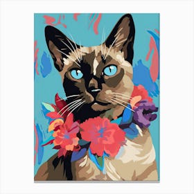Balinese Cat With A Flower Crown Painting Matisse Style 3 Canvas Print