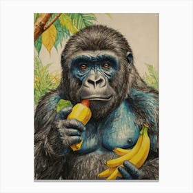 Gorilla Eating Bananas Canvas Print