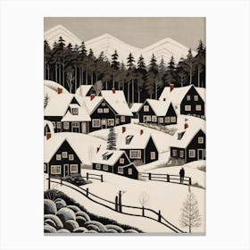Minimalist Scandinavian Village Painting (22) Canvas Print