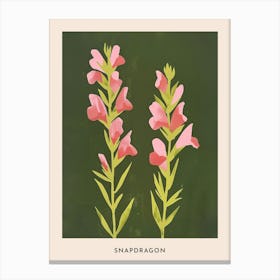 Pink & Green Snapdragon 2 Flower Poster Canvas Print