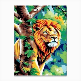 Lion In The Forest Canvas Print