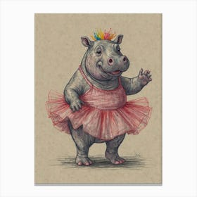 Hippo Ballerina Canvas Print