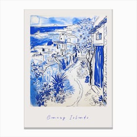 Canary Islands Spain 2 Mediterranean Blue Drawing Poster Canvas Print