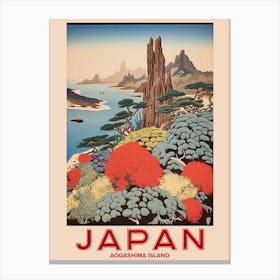 Aogashima Island, Visit Japan Vintage Travel Art 2 Canvas Print