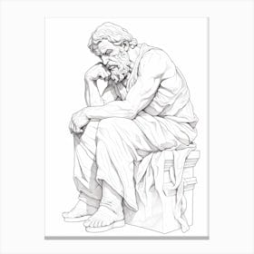 Line Art Inspired By The Thinker 1 Canvas Print