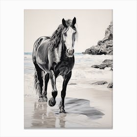 A Horse Oil Painting In Tulum Beach, Mexico, Portrait 3 Canvas Print