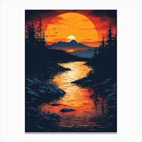 Sunset Over River Canvas Print