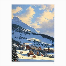 Avoriaz, France Ski Resort Vintage Landscape 1 Skiing Poster Canvas Print