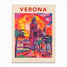 Verona Italia Travel Poster Canvas Print