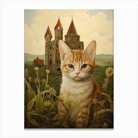 Wide Eyed Cat With Castle In The Distance Canvas Print
