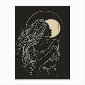 Moon And A Woman Canvas Print