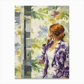 Woman In A Purple Jacket Oil Painting Canvas Print