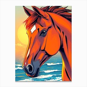 Horse by The Beach Color illustration Canvas Print