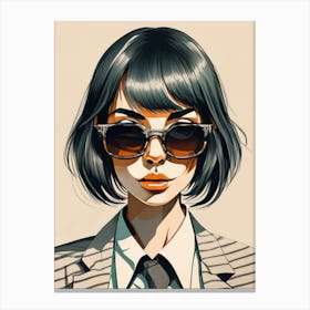 Portrait Of A Woman With Sunglasses Canvas Print