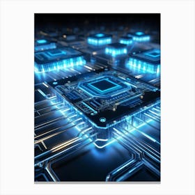 Ai Integrated Futuristic Electronic Circuit Glowing Etched Circuits Intertwining Wires Metallic S (5) Canvas Print