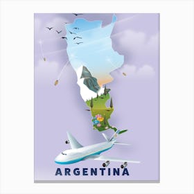 Argentina Travel map Canvas Print