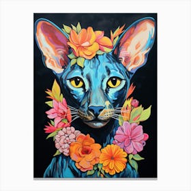Oriental Shorthair Cat With A Flower Crown Painting Matisse Style 2 Canvas Print
