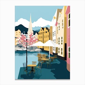 Tromso, Norway, Flat Pastels Tones Illustration 1 Canvas Print