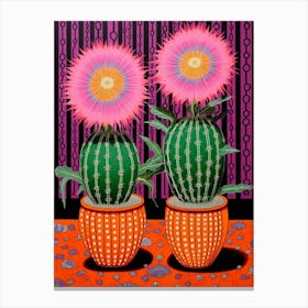 Mexican Style Cactus Illustration Mammillaria Cactus 2 Canvas Print