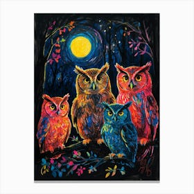 Owls At Night 4 Canvas Print