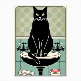 Cat On A Sink Canvas Print