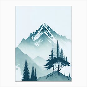 Mountain And Forest In Minimalist Watercolor Vertical Composition 116 Canvas Print