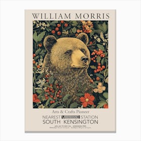 William Morris Prints Bear Portrait Christmas Gift Winter Vintage Canvas Print