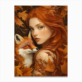 Fox And Girl 2 Canvas Print