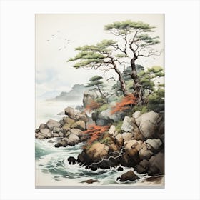 Aogashima Island In Tokyo, Japanese Brush Painting, Ukiyo E, Minimal 1 Canvas Print