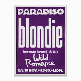 Blondie 1977 Live In Holland Amsterdam Concert Tour Poster Canvas Print